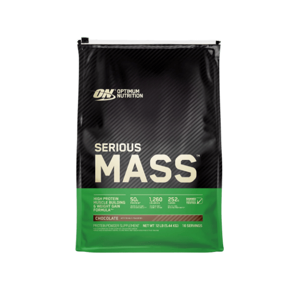Serious Mass 1 Optimum Nutrition Serious Mass, Weight Gainer Protein Powder, Mass Gainer, Vitamin C and Zinc for Immune Support, Creatine, Chocolate, 12 Pound (Packaging May Vary)