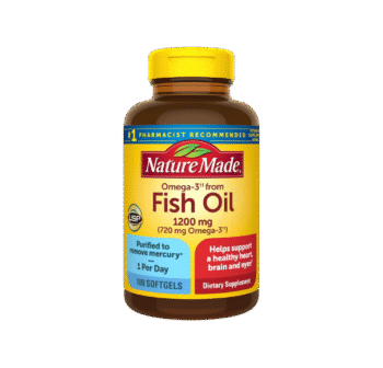 Nature Made Omega 3 Fish Oil 1200 mg, Fish Oil Supplements as Ethyl Esters, Omega 3 Fish Oil for Healthy Heart, Brain and Eyes Support, One Per Day, Omega 3 Supplement with 100...