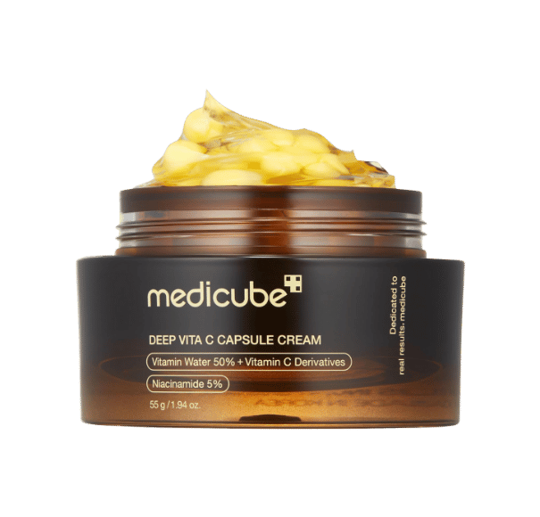 Face Moisturizer 1 medicube Deep Vitamin C Golden Capsule Face Moisturizer - Liposome Capsules For Wrinkles, Skin Radiance - Transparent Gel for Glow Hydration - Korean Skin Care 1.94 oz