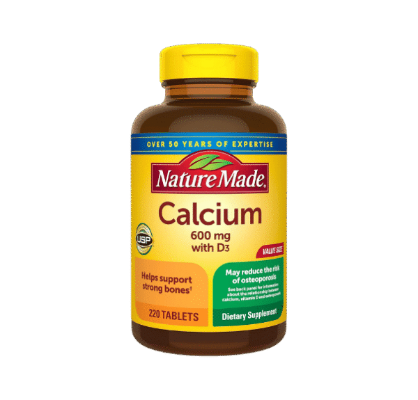 Nature Made Calcium 600 mg with Vitamin D3, Dietary Supplement for Bone Support, 220 Tablets (pack of 1)