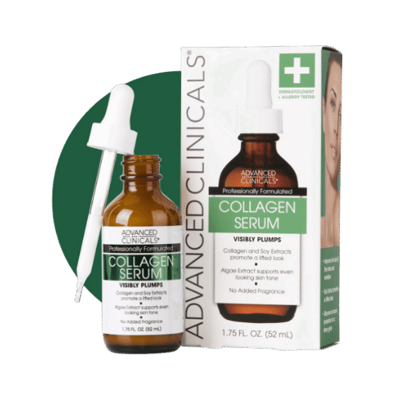 Advanced Clinicals Collagen Serum For Face | Visible Anti Aging Collagen Peptide Serum + Hyaluronic Acid Moisturizer Improves Look Of Wrinkles, Dry Skin, & Fine Lines, No added Fragrance, 1.75 Fl Oz