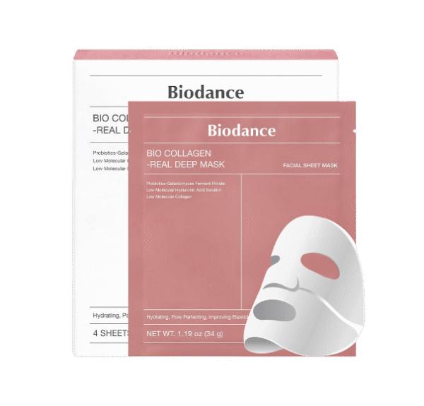 BIODANCE Bio-Collagen Real Deep Mask, Hydrating Overnight Hydrogel Mask, Pore Minimizing, Elasticity Improvement, 34g x4ea