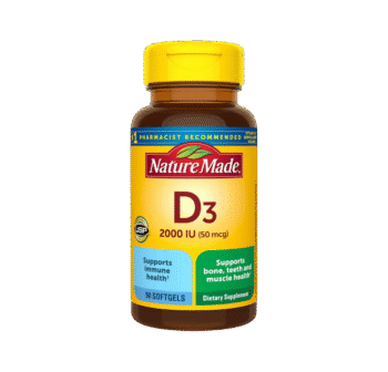 Nature Made Vitamin D3 2000 IU (50 mcg), Dietary Supplement for Bone, Teeth, Muscle and Immune Health Support, 90 Softgels, 90 Day Supply