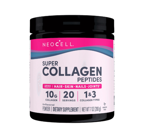 NeoCell Super Collagen Peptides, 10g Collagen Peptides per Serving, Gluten Free, Keto Friendly, Non-GMO, Grass Fed, Healthy Hair, Skin, Nails and Joints, Unflavored Powder, 7 oz., 1 Canister