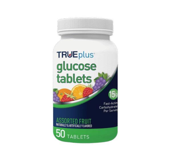 TRUEplus® Glucose Tablets, Assorted Flavor (Grape, Raspberry, Orange) - 50ct Bottle (1)