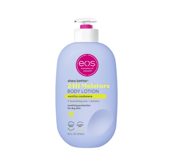 eos Shea Better Body Lotion- Vanilla Cashmere, 24-Hour Moisture Skin Care, Lightweight & Non-Greasy, Made with Natural Shea, Vegan, 16 fl oz