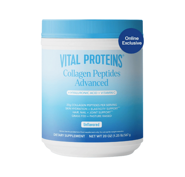 Collagen Peptides 1 Vital Proteins Collagen Peptides Powder Advanced with Hyaluronic Acid & Vitamin C - 20oz Collagen Protein, Unflavored, 28 Servings