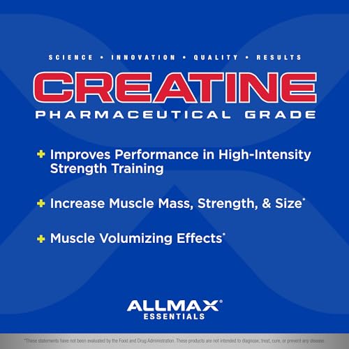 Creatine Powder 3 ALLMAX Nutrition - Creatine Monohydrate, Micronized Creatine Powder for Strength and Muscle Recovery, Gluten Free & Fast Absorbing 100g - 20 Servings