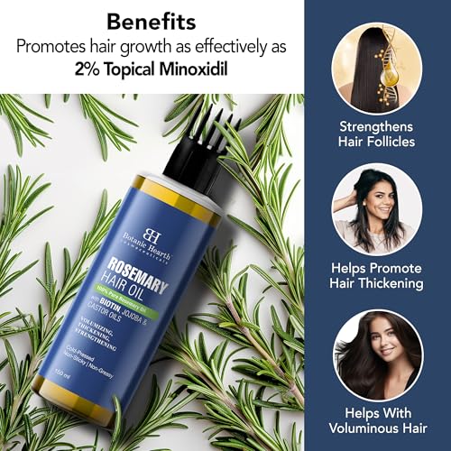 Rosemary Oil 3 Botanic Hearth 100% Pure Rosemary Oil for Hair Growth | Controls Hair Fall, Promotes New Hair Growth | Hair Strengthening Treatment for Healthy Nourished Hair | 150 ml