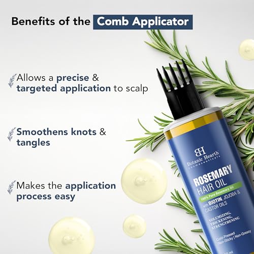 Rosemary Oil 6 Botanic Hearth 100% Pure Rosemary Oil for Hair Growth | Controls Hair Fall, Promotes New Hair Growth | Hair Strengthening Treatment for Healthy Nourished Hair | 150 ml