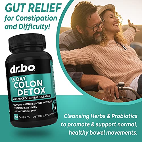 Colon Detox 6 Colon Cleanser Detox for Weight Flush - 15 Day Intestinal Cleanse Pills & Probiotic - Fast Natural Laxative for Constipation Relief - Bowel Movement Supplements for Stomach...
