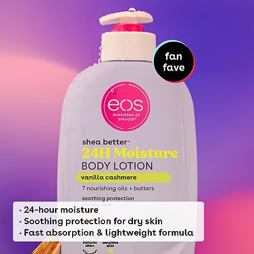 Body Lotion 3 eos Shea Better Body Lotion- Vanilla Cashmere, 24-Hour Moisture Skin Care, Lightweight & Non-Greasy, Made with Natural Shea, Vegan, 16 fl oz