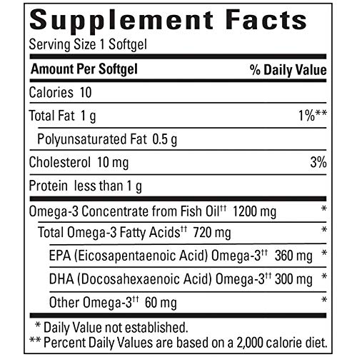 Omega 3 Fish Oil 5 Nature Made Omega 3 Fish Oil 1200 mg, Fish Oil Supplements as Ethyl Esters, Omega 3 Fish Oil for Healthy Heart, Brain and Eyes Support, One Per Day, Omega 3 Supplement with 100...