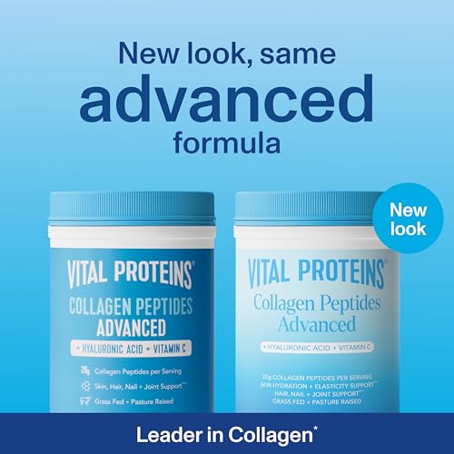 Collagen Peptides 2 Vital Proteins Collagen Peptides Powder Advanced with Hyaluronic Acid & Vitamin C, Collagen Supplements, Unflavored, 13 Servings