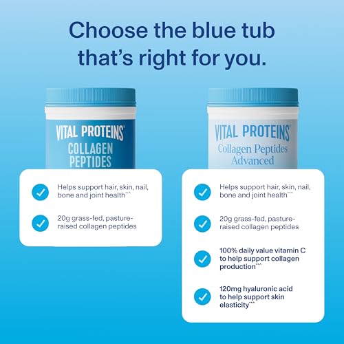 Collagen Peptides 3 Vital Proteins Collagen Peptides Powder Advanced with Hyaluronic Acid & Vitamin C, Collagen Supplements, Unflavored, 13 Servings