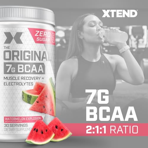 BCAA Powder 7g 3 XTEND Original BCAA Powder 7g BCAA and 2.5g L-Glutamine, Sugar Free Post Workout Muscle Recovery Drink with Amino Acids for Men & Women, 30 Servings