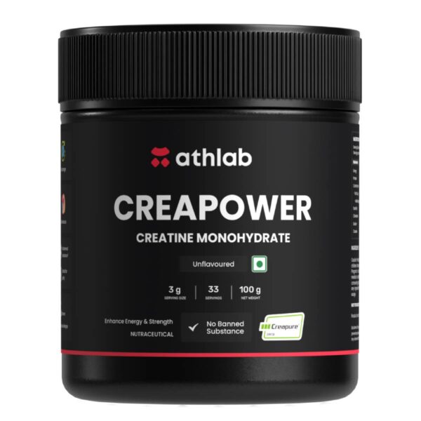Athlab (by Nutrabay) CreaPower Creatine Monohydrate - 100 gm (0.22 Lb), Unflavoured