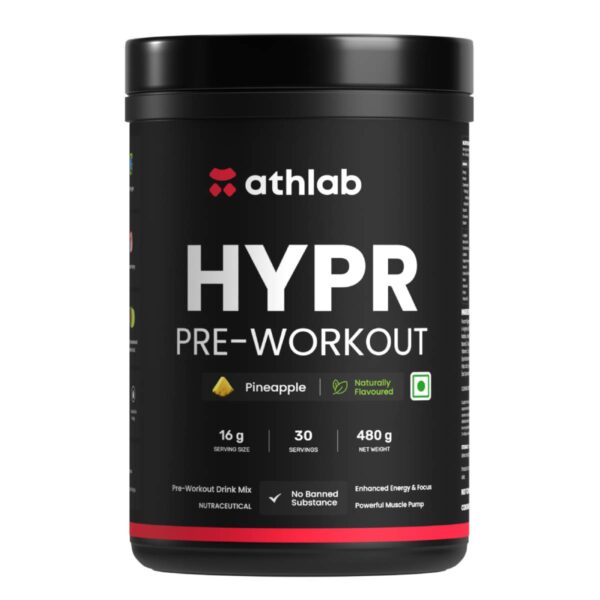 Athlab (by Nutrabay) HYPR Pre-Workout - 480 gm (1.05 Lb), Pineapple