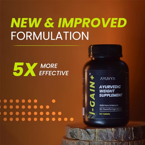 Ayuvya i-Gain+ Weight Gainer| Helps in Increasing Muscle Mass & Strength | Ayurvedic Weight gain Tablets | New & Improved Formula | 100% Ayurvedic | 90 Tablets | Pack of 3 3 Ayuvya i-Gain+ Weight Gainer| Helps in Increasing Muscle Mass & Strength | Ayurvedic Weight gain Tablets | New & Improved Formula | 100% Ayurvedic | 90 Tablets | Pack of 3