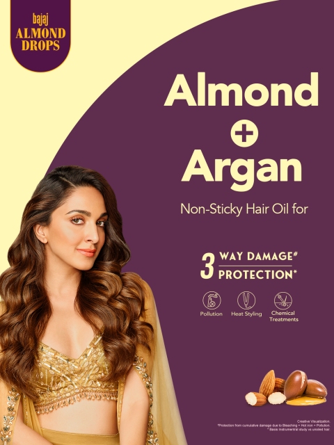 BAJAJ CONSUMER CARE Almond Drops Damage Protection Non-Sticky Hair Oil with Argan - 200ml 3 BAJAJ CONSUMER CARE Almond Drops Damage Protection Non-Sticky Hair Oil with Argan - 200ml