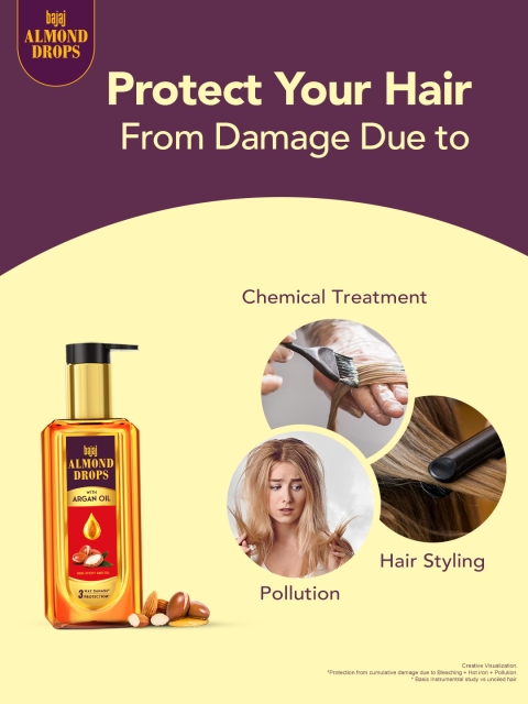 BAJAJ CONSUMER CARE Almond Drops Damage Protection Non-Sticky Hair Oil with Argan - 200ml 5 BAJAJ CONSUMER CARE Almond Drops Damage Protection Non-Sticky Hair Oil with Argan - 200ml