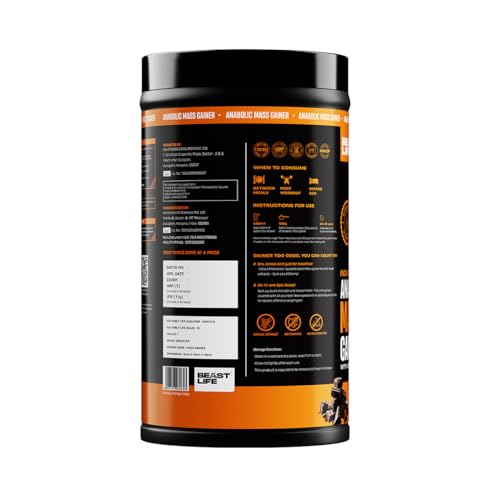 BeastLife Mass Gainer 500g NO MALTODEXTRIN - INDIA'S #1 CEREAL BASED BULK FORMULA | High Protein High Calorie gainer for Beast Gains (500g, Belgian Chocolate) 4 BeastLife Mass Gainer 500g NO MALTODEXTRIN - INDIA'S #1 CEREAL BASED BULK FORMULA | High Protein High Calorie gainer for Beast Gains (500g, Belgian Chocolate)
