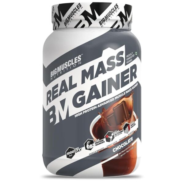 Bigmuscles Nutrition Real Mass Gainer [ Rich Chocolate]|Lean Whey Protein Muscle Mass Gainer|Complex Carbohydrates,|1000 Calories|Reduces Muscle Breakdown|Boosts Metabolism, 1...