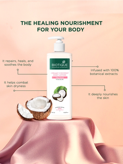 Biotique Creamy Coconut Deep Nourish Body Lotion For Dry Skin - 400ml 4 Biotique Creamy Coconut Deep Nourish Body Lotion For Dry Skin - 400ml