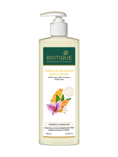 Biotique Ubtan & Collagen Body Lotion With Saffron & Almond - 400ml
