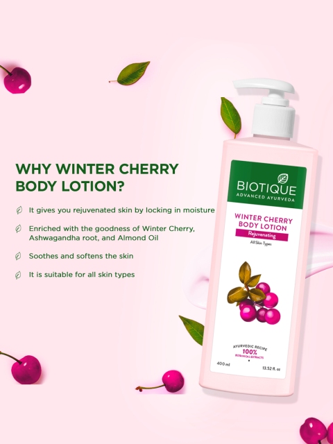 Biotique Winter Cherry Rejuvenating Body Lotion - 400ml 2 Biotique Winter Cherry Rejuvenating Body Lotion - 400ml