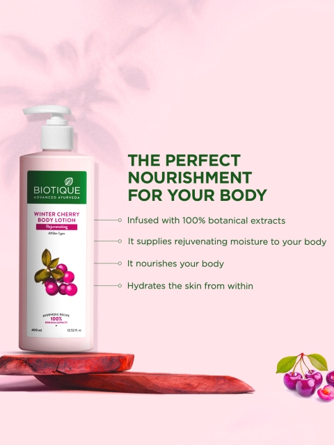 Biotique Winter Cherry Rejuvenating Body Lotion - 400ml 4 Biotique Winter Cherry Rejuvenating Body Lotion - 400ml