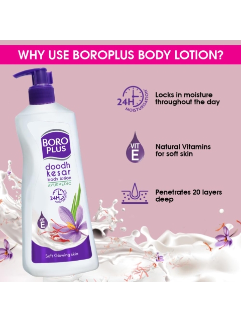 BOROPLUS Ayurvedic Doodh Kesar Body Lotion with Vitamin E for 24H Moisturisation - 600 ml 6 BOROPLUS Ayurvedic Doodh Kesar Body Lotion with Vitamin E for 24H Moisturisation - 600 ml