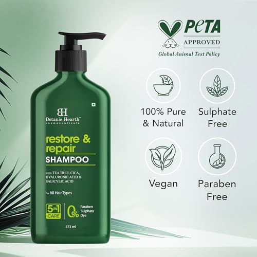 Botanic Hearth Restore & Repair Shampoo with Tea Tree Oil & Salicylic Acid | Clarifying & Anti-Dandruff Shampoo | Deep Cleanses & Soothes Scalp| Sulfate & Paraben Free, 473ml 6 Botanic Hearth Restore & Repair Shampoo with Tea Tree Oil & Salicylic Acid | Clarifying & Anti-Dandruff Shampoo | Deep Cleanses & Soothes Scalp| Sulfate & Paraben Free, 473ml