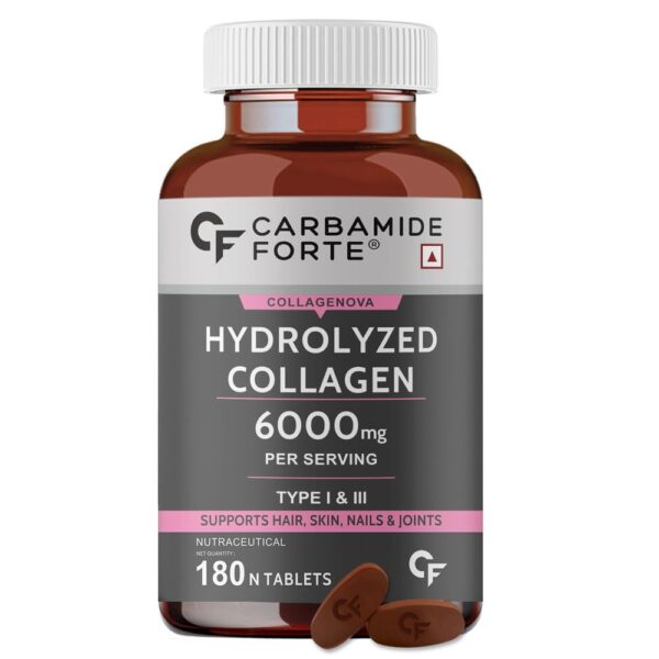 Carbamide Forte Collagen Supplements for Women & Men | Hydrolyzed Collagen Tablets with Type 1 & 3 Collagen Powder | Collagen Supplements for Skin & Hair with Hydrolyzed...
