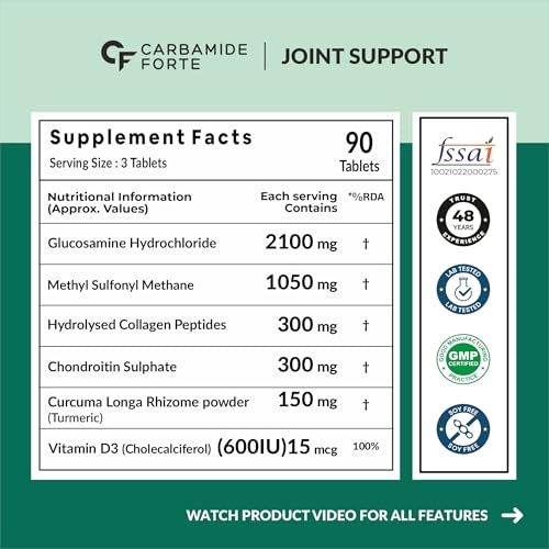 Carbamide Forte Glucosamine Tablets - Joint Support Supplement with Collagen & Glucosamine Chondroitin MSM | Joint Cartilage Support & Muscle Health 2 Carbamide Forte Glucosamine Tablets - Joint Support Supplement with Collagen & Glucosamine Chondroitin MSM | Joint Cartilage Support & Muscle Health