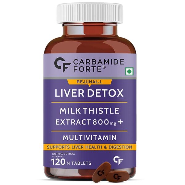 Carbamide Forte Liver Detox Supplement with Milk Thistle Extract 800mg (30:1) | Added Multivitamins & Amino Acid | Liver Support Supplement –120 Veg Tablets