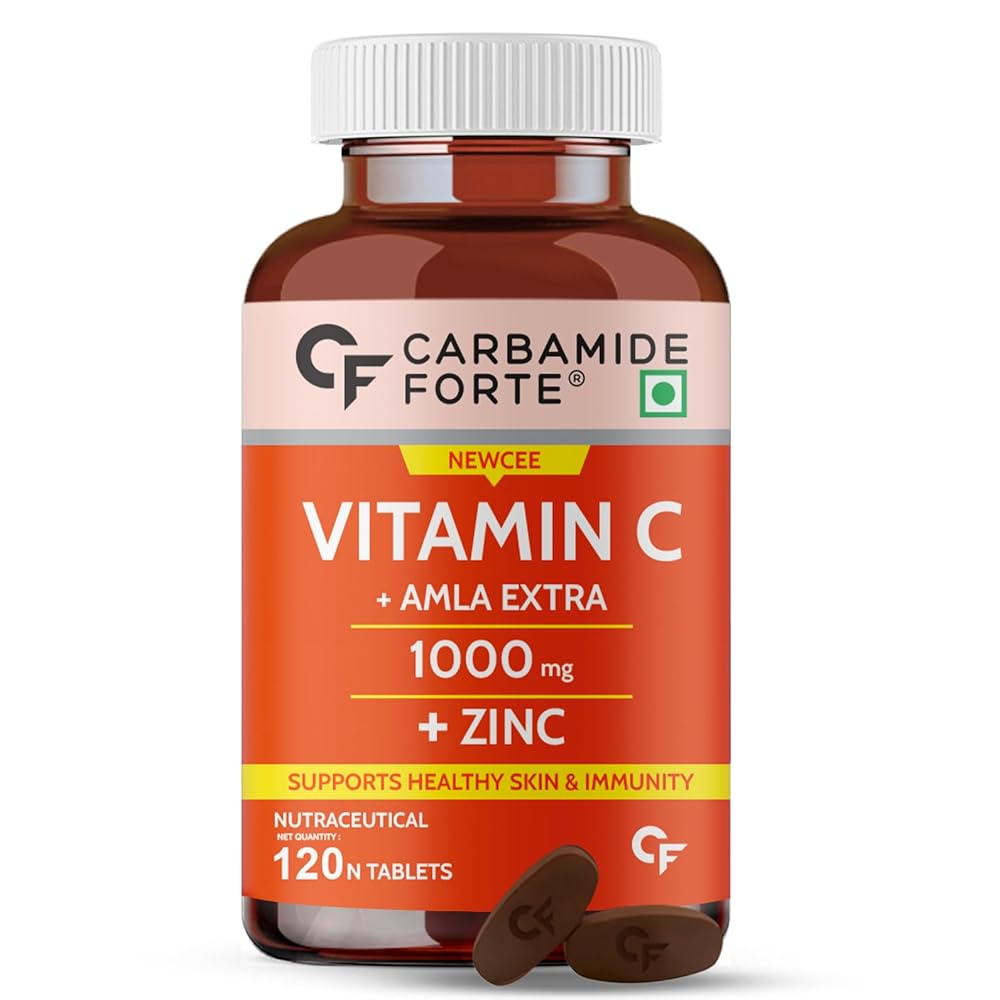 Carbamide Forte Natural Vitamin C Supplements Amla Extract With Zinc For Immunity & Skincare | Vitamin C Tablets - 120 Tablets 1 Carbamide Forte Natural Vitamin C Supplements Amla Extract With Zinc For Immunity & Skincare | Vitamin C Tablets - 120 Tablets