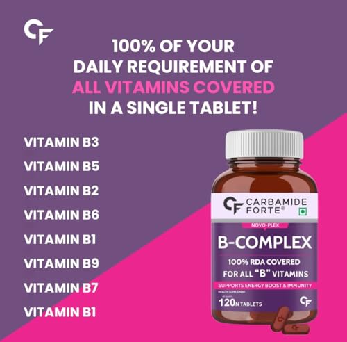 Carbamide Forte Vitamin B-Complex Tablets - 100% RDA for B Vitamins with B1, B2, B3, B5, B6, B9 & Vitamin B12 3 Carbamide Forte Vitamin B-Complex Tablets - 100% RDA for B Vitamins with B1, B2, B3, B5, B6, B9 & Vitamin B12