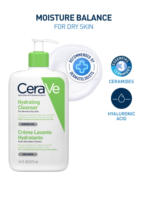 CeraVe Dermatologist Recommended Hydrating Cleanser For Dry Skin - 473ml