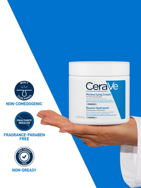CeraVe Dermatologist Recommended Moisturizing Cream For Dry Skin with Ceramides - 454 g 4 CeraVe Dermatologist Recommended Moisturizing Cream For Dry Skin with Ceramides - 454 g