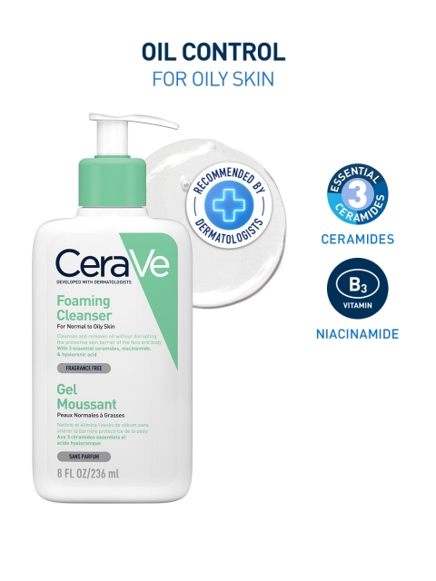 CeraVe Foaming Cleanser For Oily Skin with Hyaluronic Acid & Niacinamide - 236ml