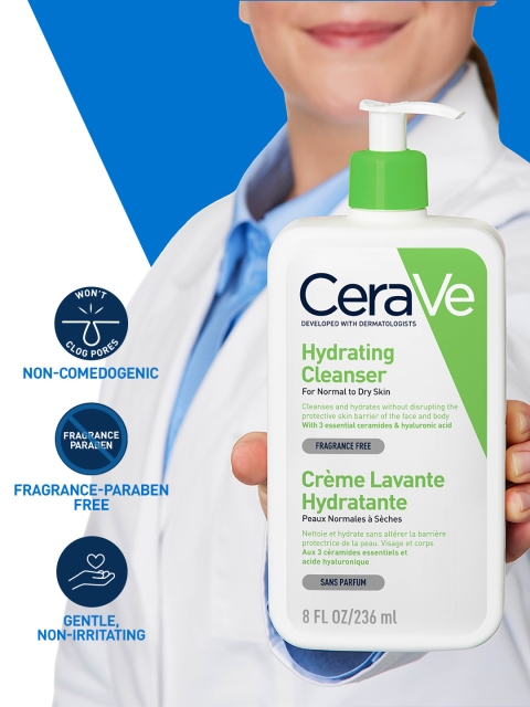 CeraVe Hydrating Cleanser For Dry Skin with Ceramides & Hyaluronic Acid - 236ml 4 CeraVe Hydrating Cleanser For Dry Skin with Ceramides & Hyaluronic Acid - 236ml