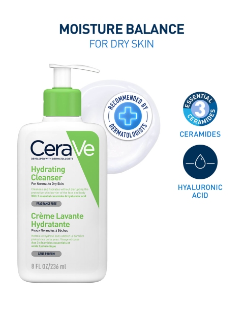 CeraVe Hydrating Cleanser For Dry Skin with Ceramides & Hyaluronic Acid - 236ml