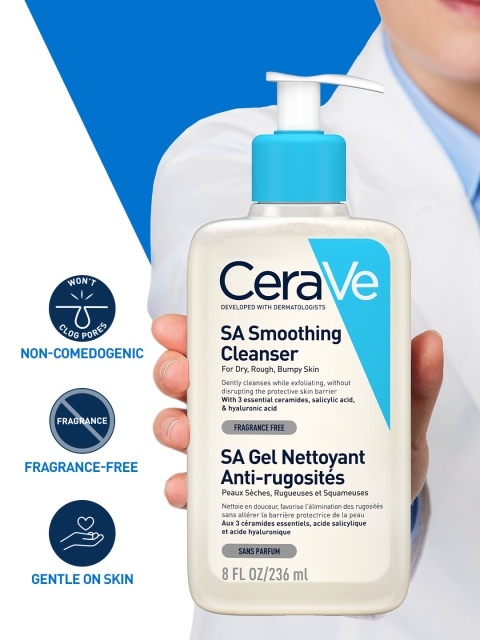 CeraVe SA Smoothing Cleanser Face wash with Salicylic Acid for Dry & Bumpy Skin - 236 ml 4 CeraVe SA Smoothing Cleanser Face wash with Salicylic Acid for Dry & Bumpy Skin - 236 ml
