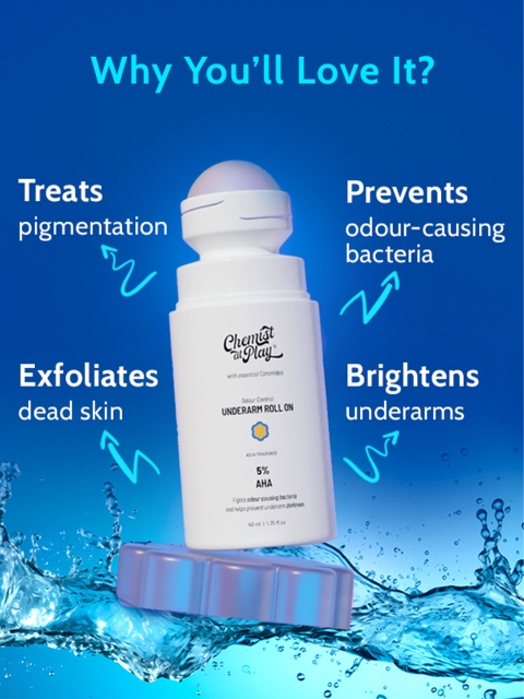 Chemist at Play Aqua Fragrance Underarm Roll On Deodorant with 5% AHA & Lactic Acid - 40ml 2 Chemist at Play Aqua Fragrance Underarm Roll On Deodorant with 5% AHA & Lactic Acid - 40ml