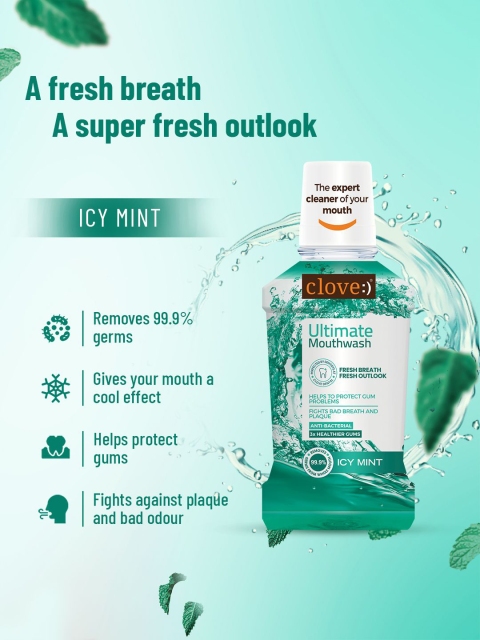 Clove Oral Care Ultimate Cool Mint Antibacterial Mouthwash - 250 ml 3 Clove Oral Care Ultimate Cool Mint Antibacterial Mouthwash - 250 ml