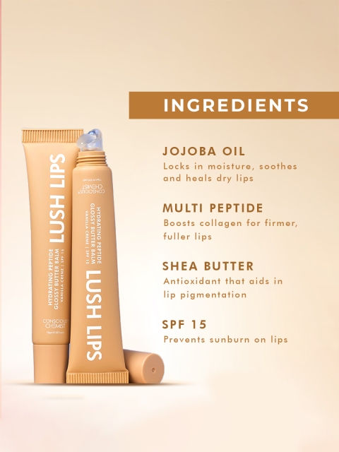Conscious Chemist Multi Peptide & Shea Butter Infused Lip Balm With SPF 15 - Vanilla Creme 2 Conscious Chemist Multi Peptide & Shea Butter Infused Lip Balm With SPF 15 - Vanilla Creme