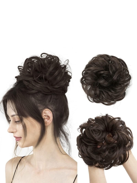 D-Divine Messy Bun Hair Piece Synthetic Hair Extension - Brown