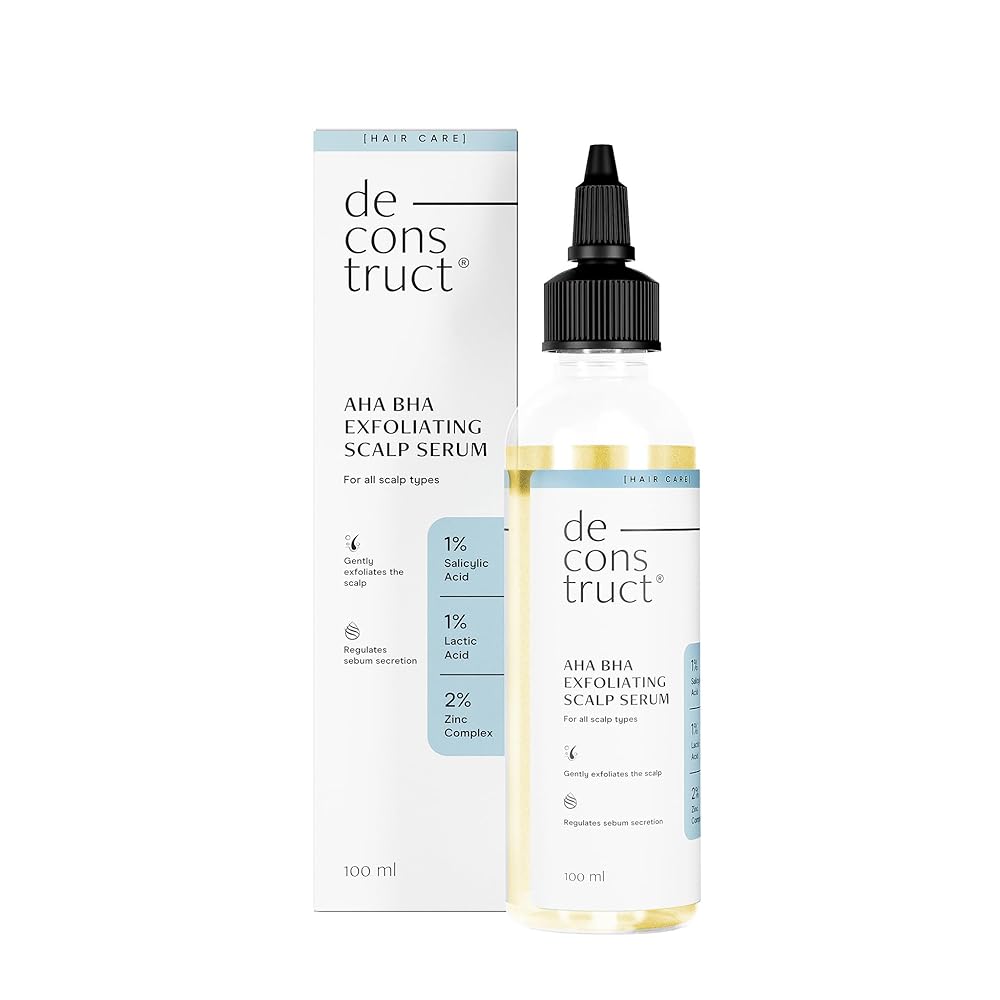 Deconstruct Aha Bha Exfoliating Scalp Hair Serum | Contains 1% Salicylic Acid + 1% Lactic Acid + 2% Zinc Complex 1 Deconstruct Aha Bha Exfoliating Scalp Hair Serum | Contains 1% Salicylic Acid + 1% Lactic Acid + 2% Zinc Complex | Water-Based Serum | For Greasy Scalp |Fights Scalp Acne | 100Ml
