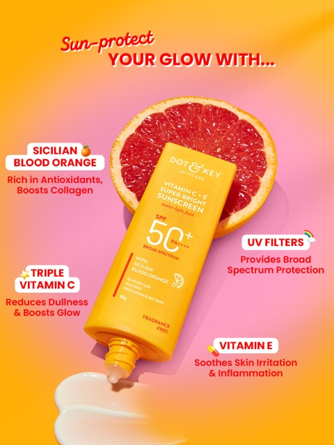DOT & KEY Vitamin C + E Sunscreen SPF 50 PA+++ For Glowing Skin, 100% No White Cast - 50g 3 DOT & KEY Vitamin C + E Sunscreen SPF 50 PA+++ For Glowing Skin, 100% No White Cast - 50g